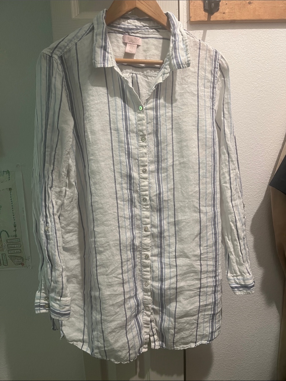 Lightweight White Linen Button-Up Tunic length